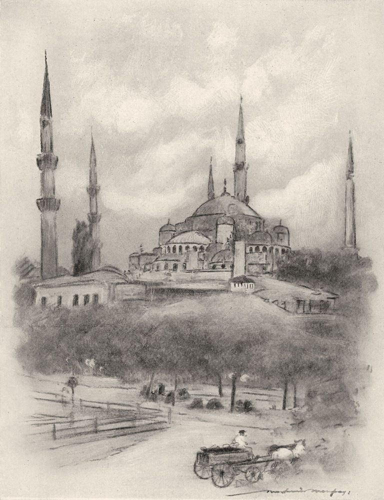 TURKEY. Mosque of St Sophia, Istanbul 1920 old antique vintage print picture